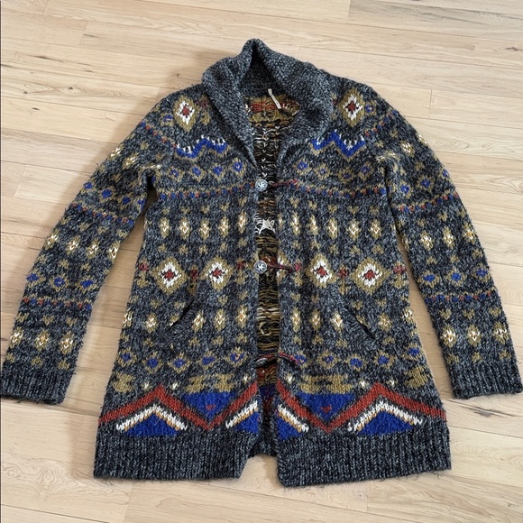 Free People Mascot Tiger wool-blend cardigan sweater coat-M-Boho-Y2K-Read - Picture 2 of 8